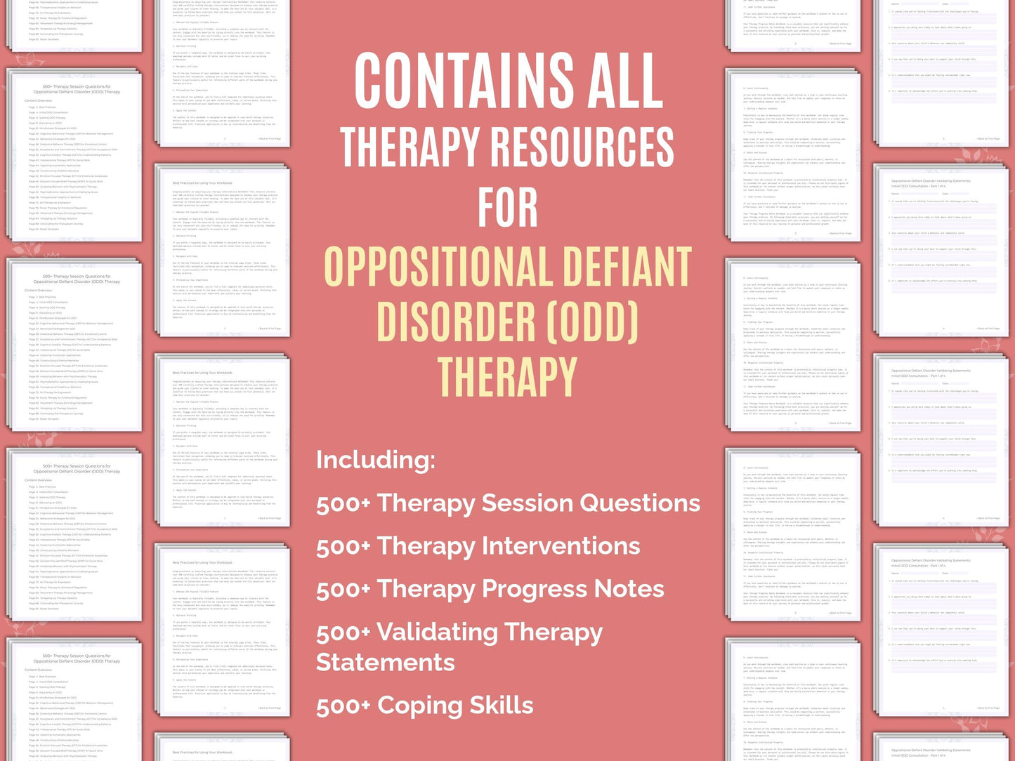 Oppositional Defiant Disorder (ODD) Therapy Therapist Worksheets