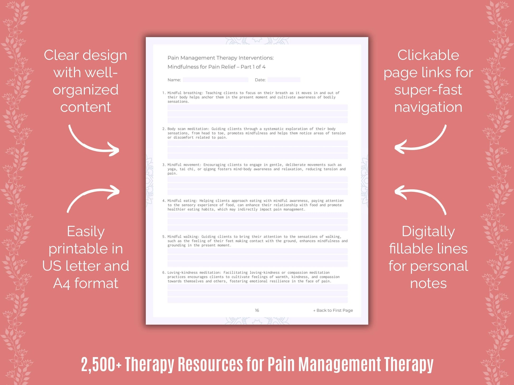 Pain Management Therapy Counselor Cheat Sheets