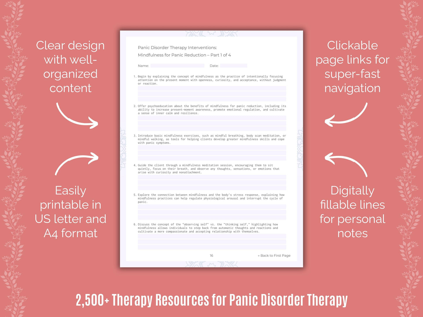 Panic Disorder Therapy Counselor Cheat Sheets