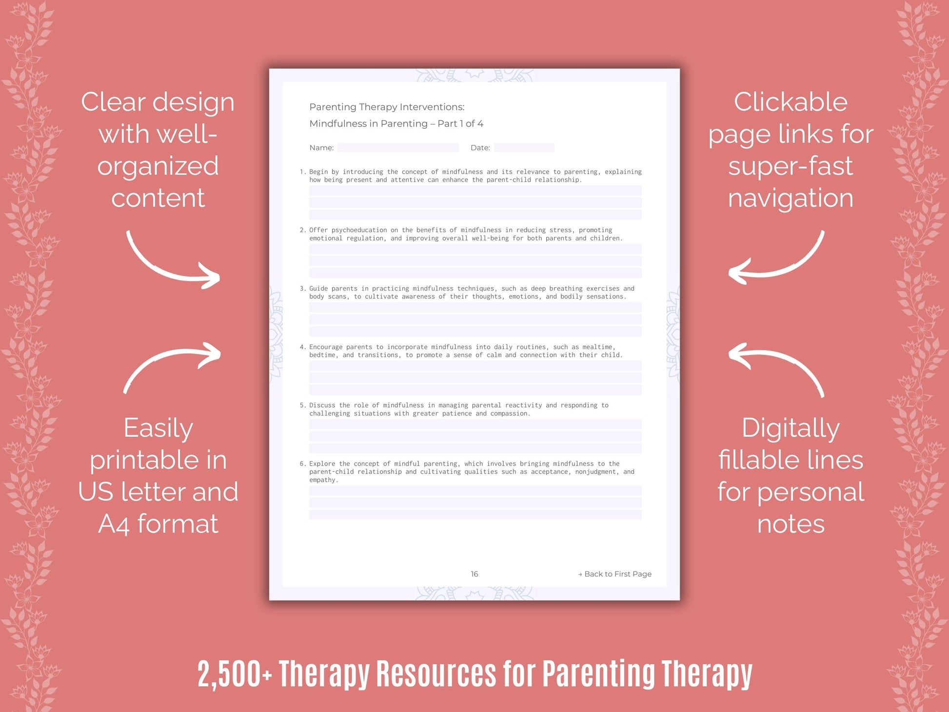 Parenting Therapy Counselor Cheat Sheets