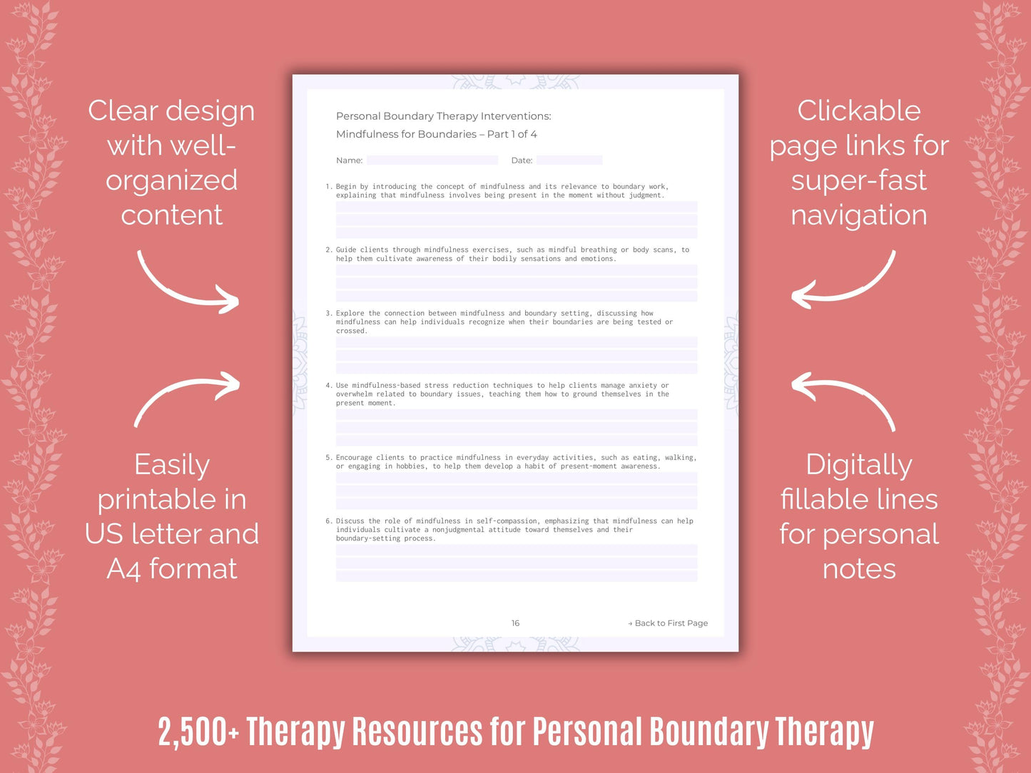 Personal Boundary Therapy Counselor Cheat Sheets