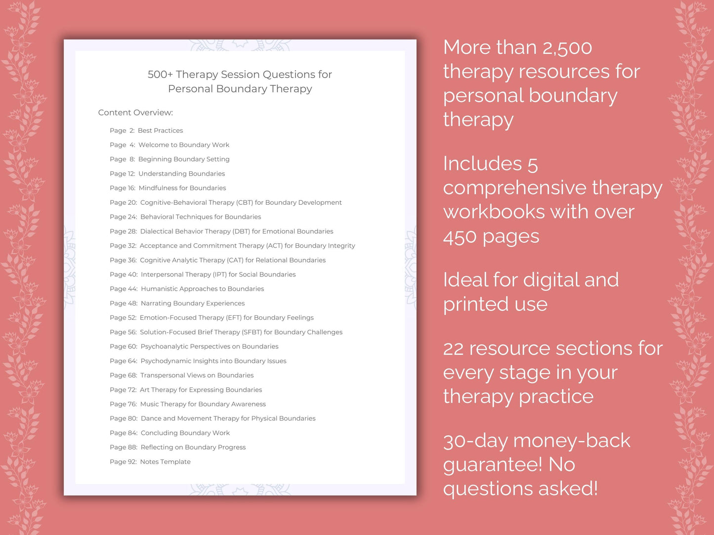 Personal Boundary Therapy Counseling Templates