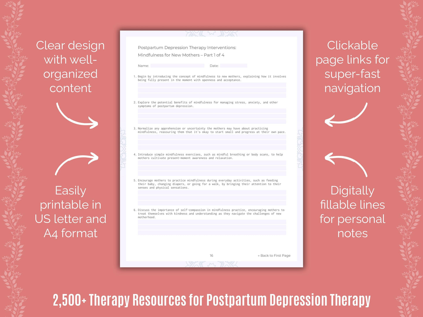 Postpartum Depression Therapy Counselor Cheat Sheets