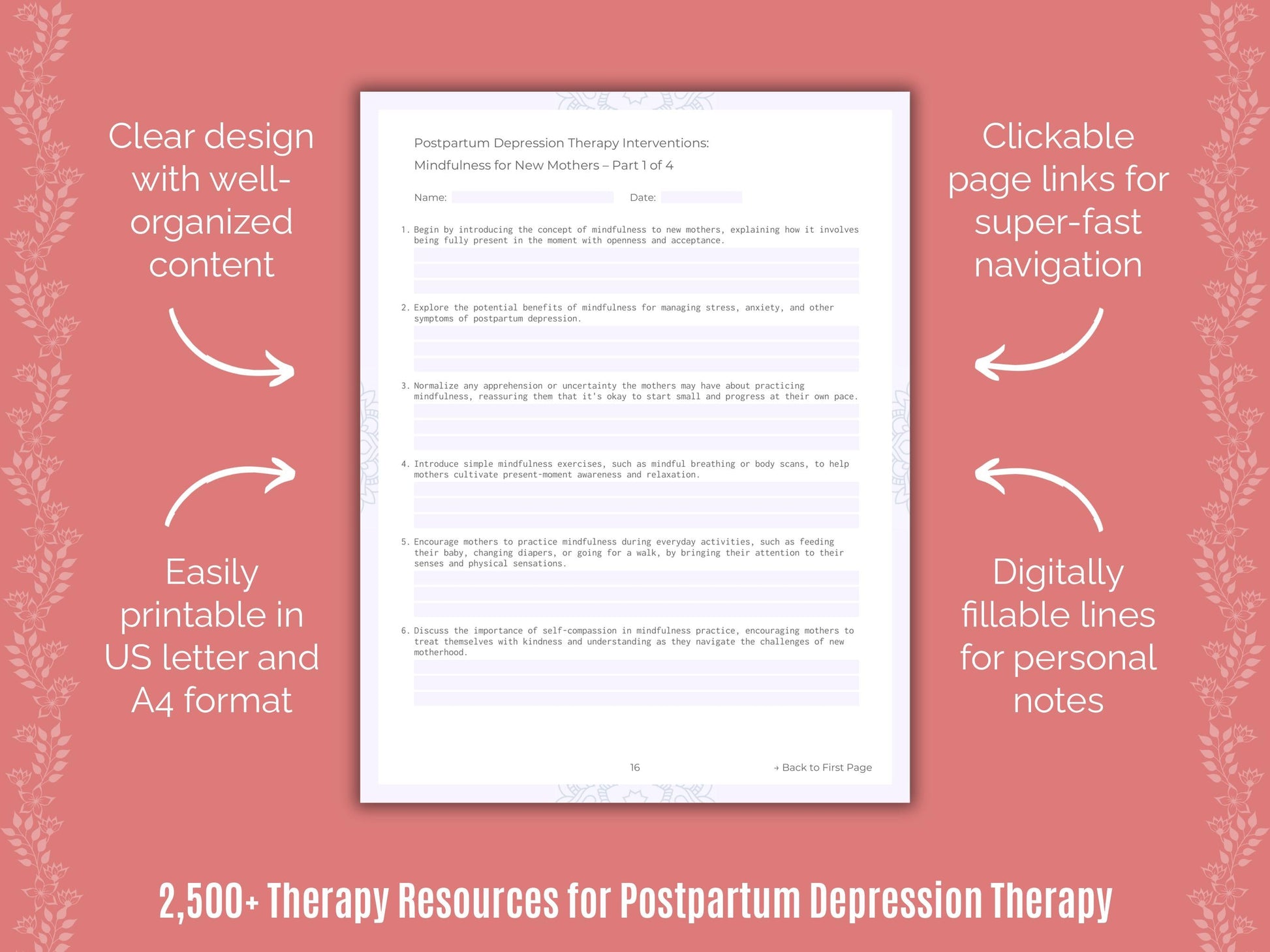 Postpartum Depression Therapy Counselor Cheat Sheets