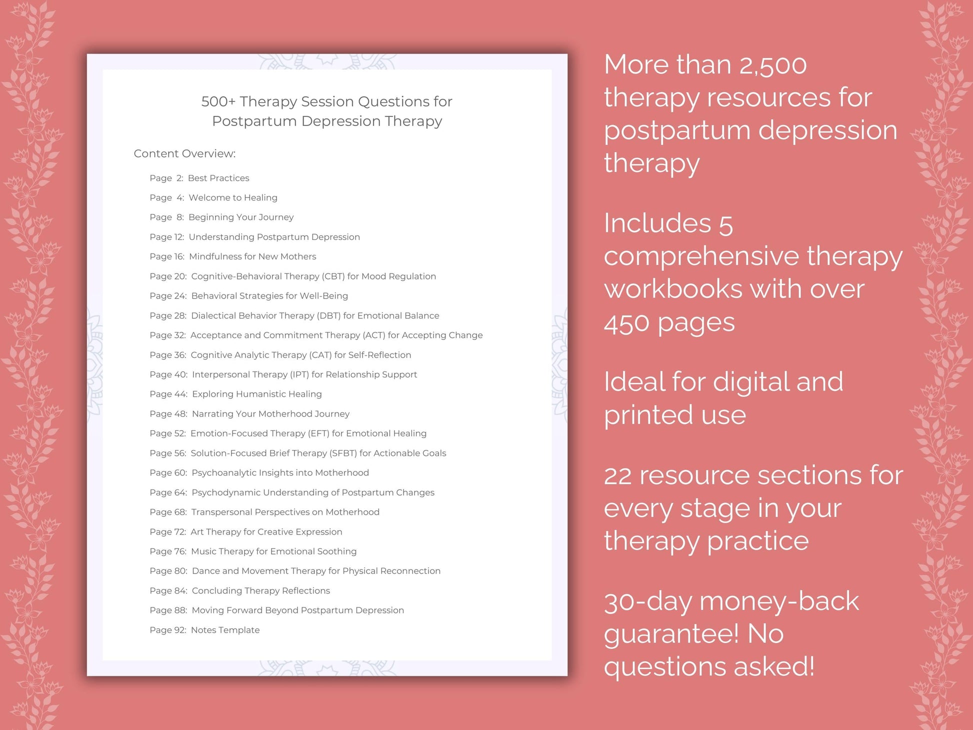 Postpartum Depression Therapy Counseling Templates