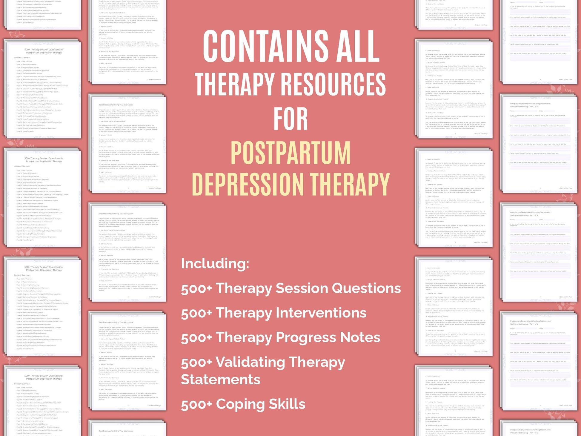 Postpartum Depression Therapy Therapist Worksheets