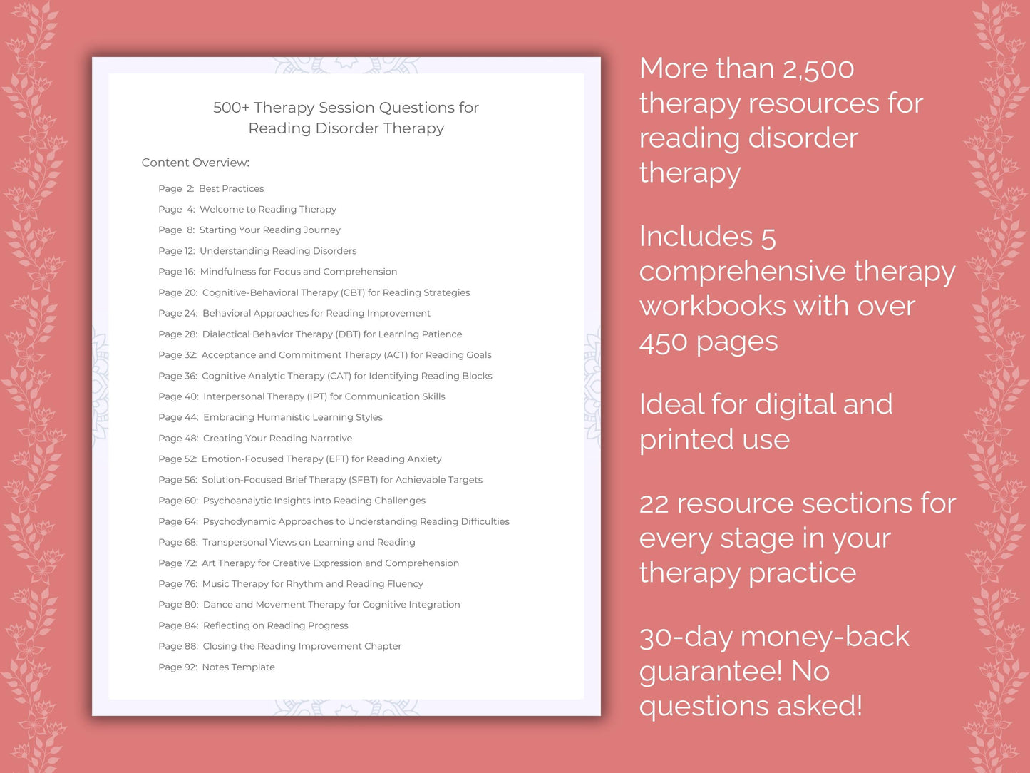 Reading Disorder Therapy Counseling Templates