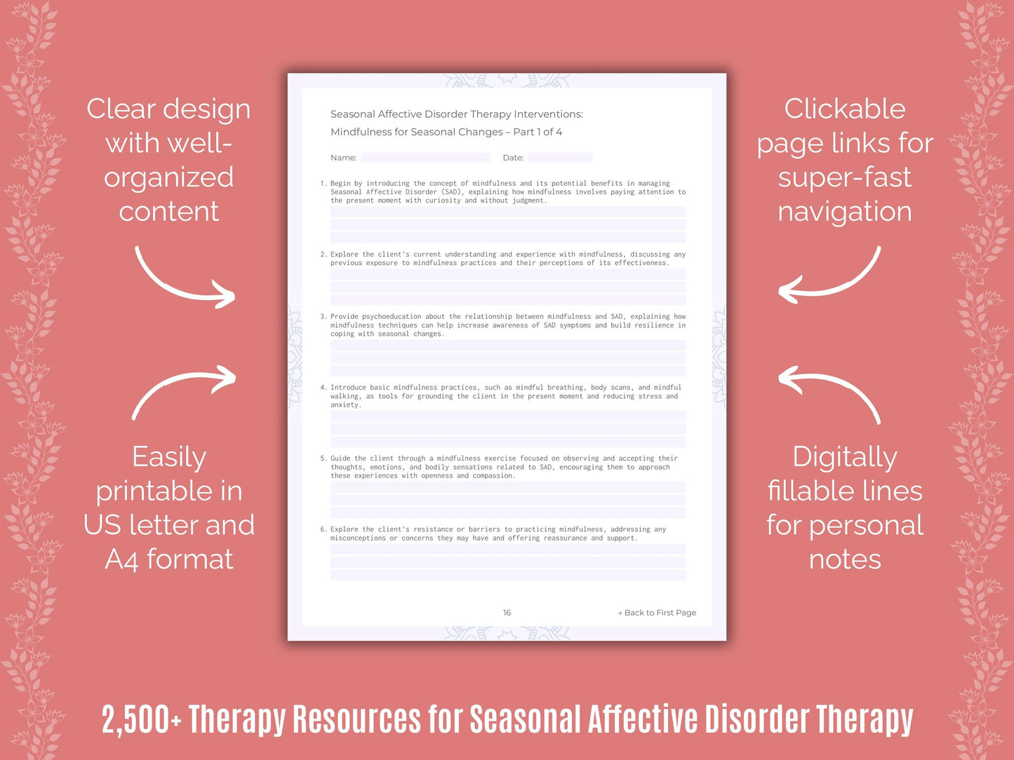 Seasonal Affective Disorder Therapy Counselor Cheat Sheets