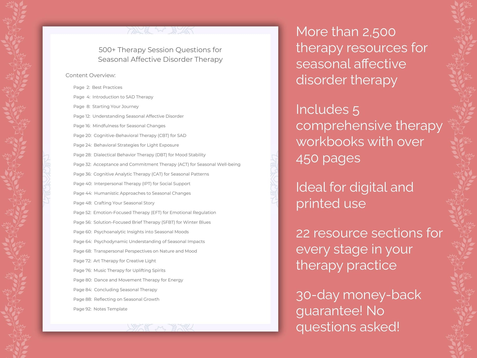 Seasonal Affective Disorder Therapy Counseling Templates