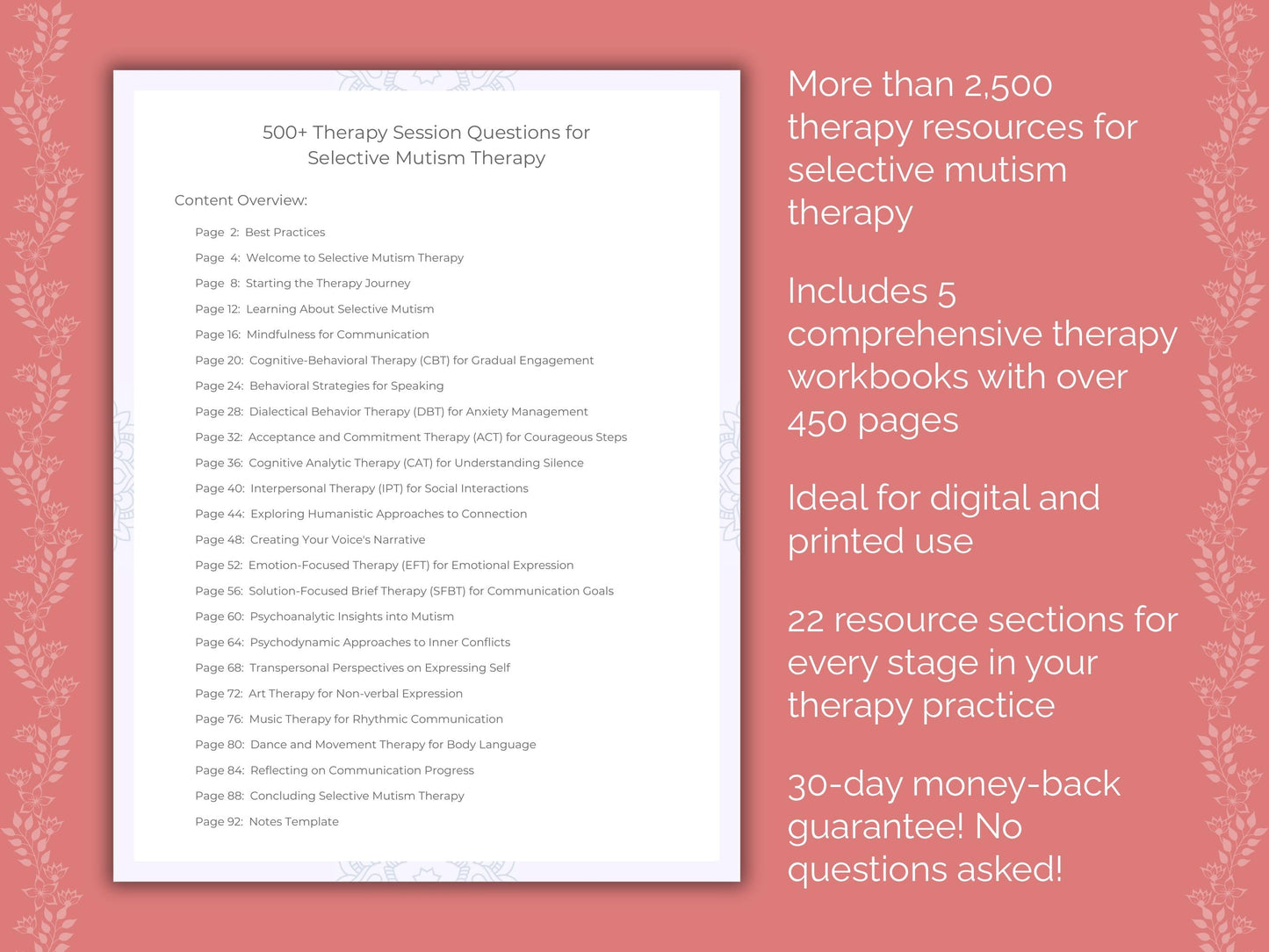 Selective Mutism Therapy Counseling Templates