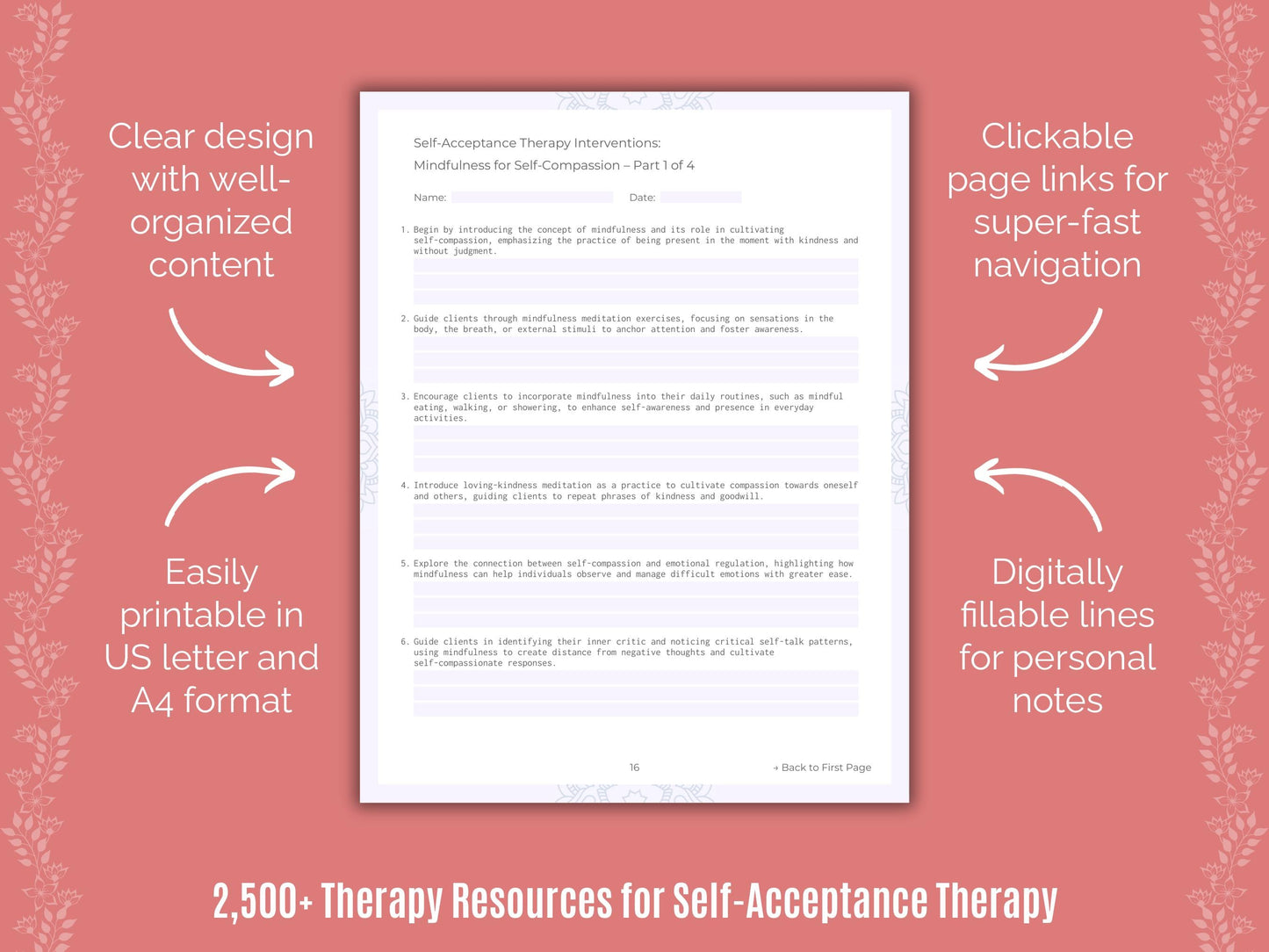 Self-Acceptance Therapy Counselor Cheat Sheets