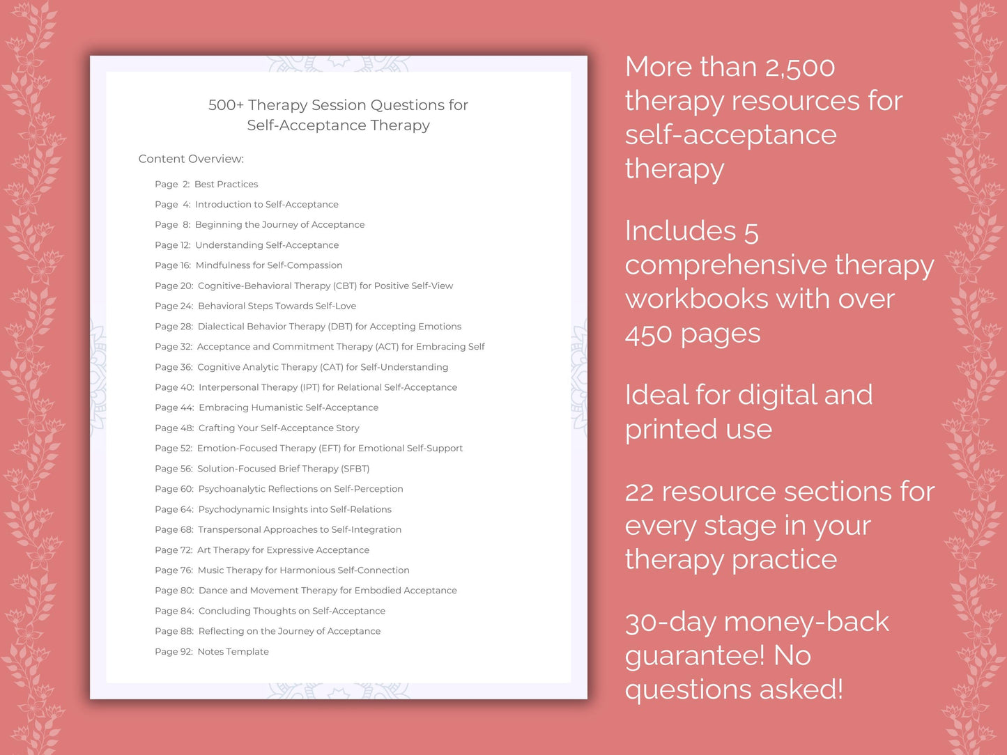 Self-Acceptance Therapy Counseling Templates