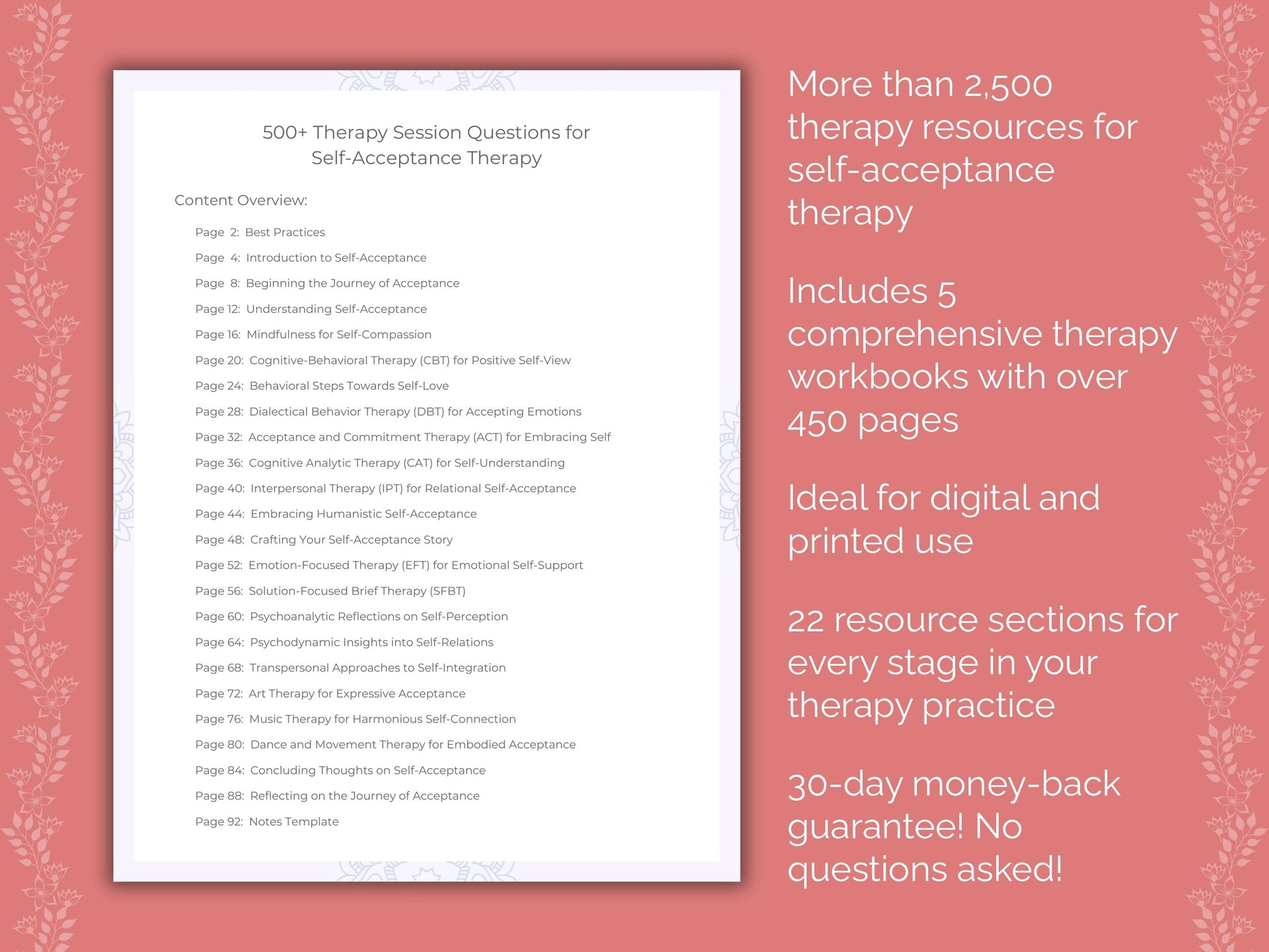 Self-Acceptance Therapy Counseling Templates