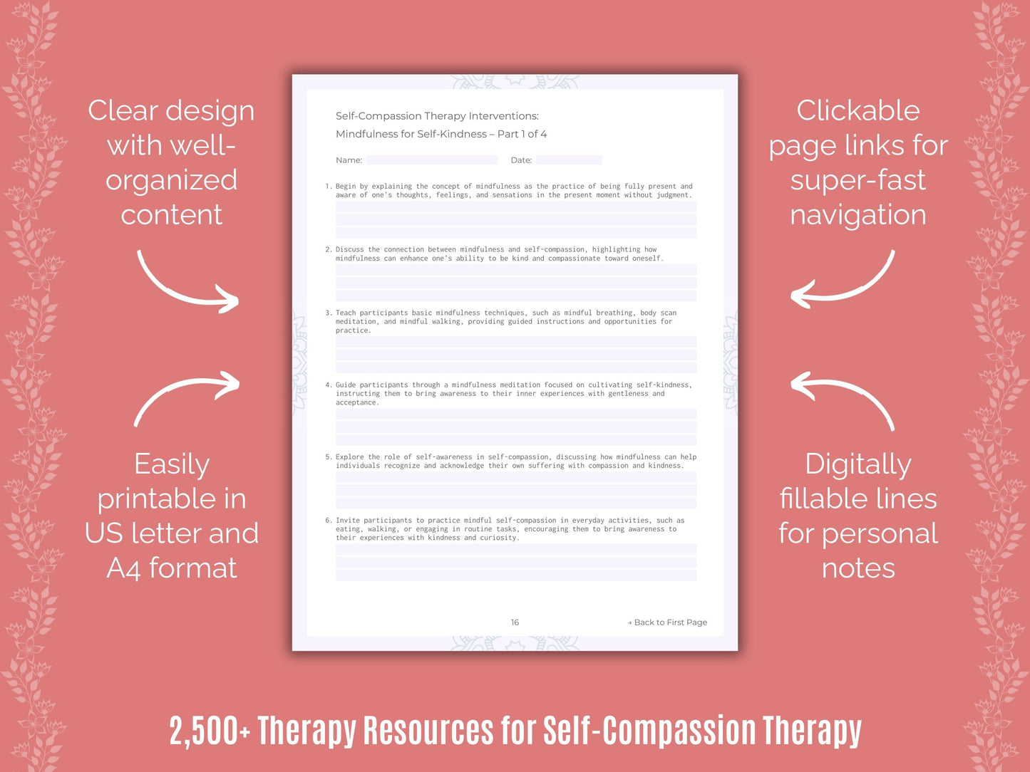 Self-Compassion Therapy Counselor Cheat Sheets