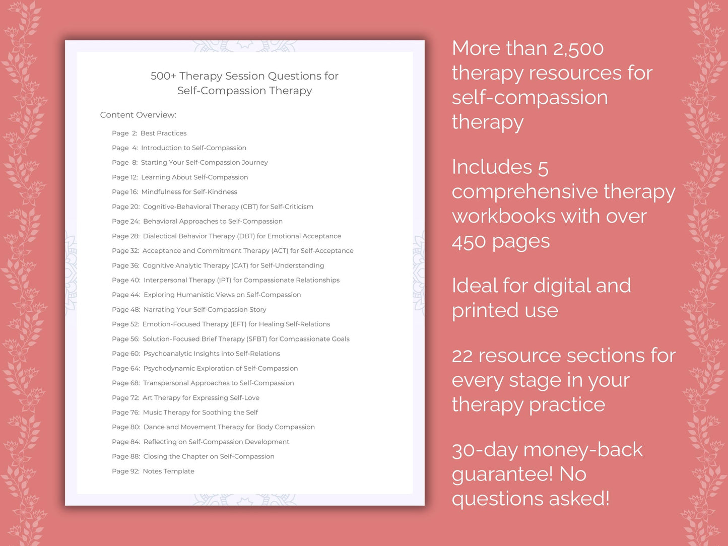 Self-Compassion Therapy Counseling Templates