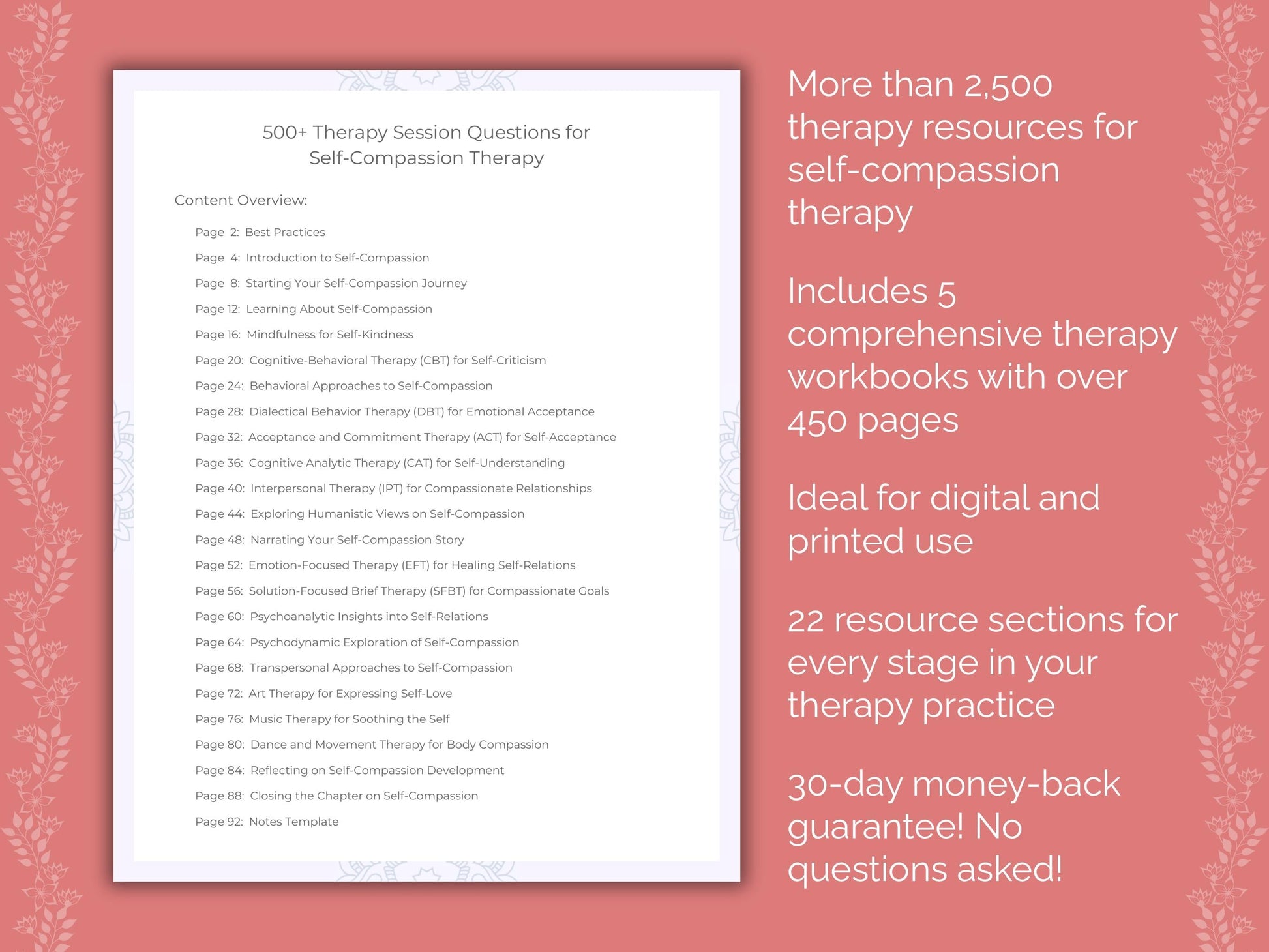 Self-Compassion Therapy Counseling Templates