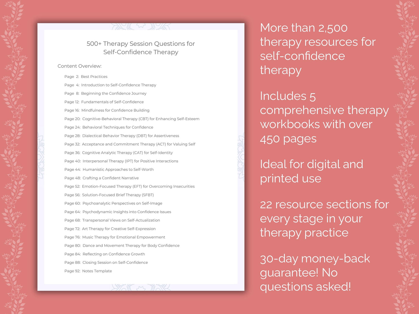 Self-Confidence Therapy Counseling Templates