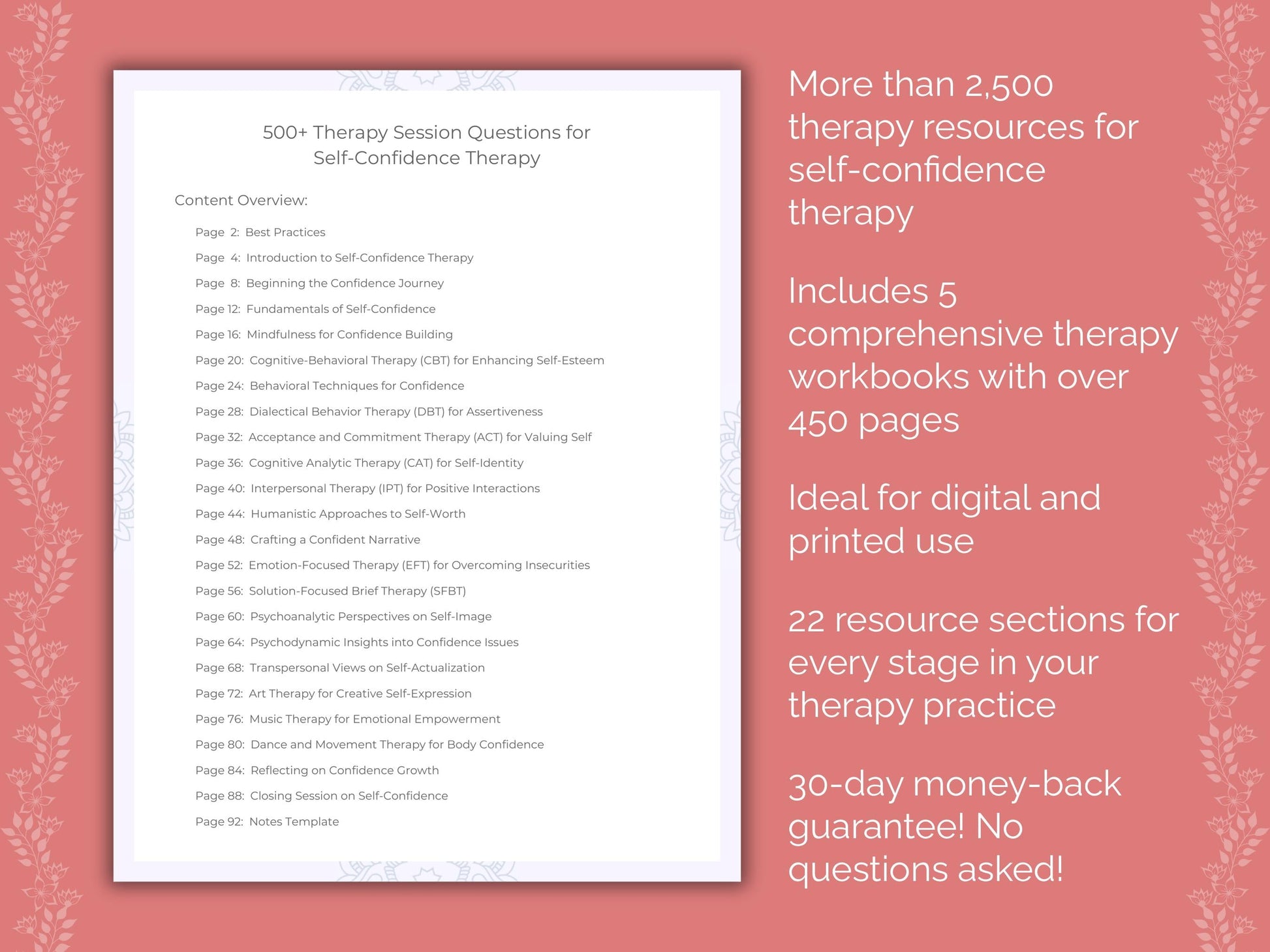 Self-Confidence Therapy Counseling Templates