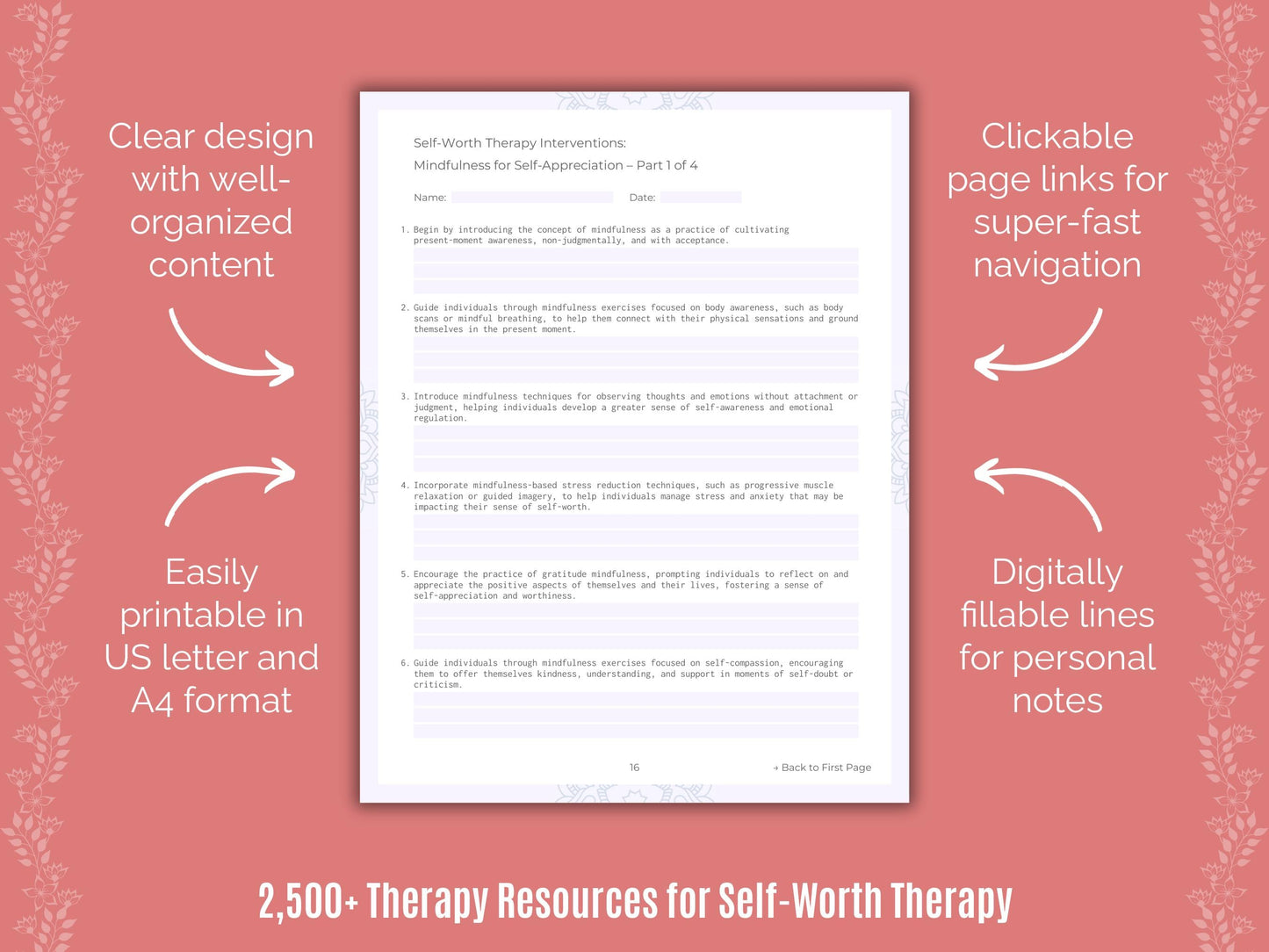 Self-Worth Therapy Counselor Cheat Sheets