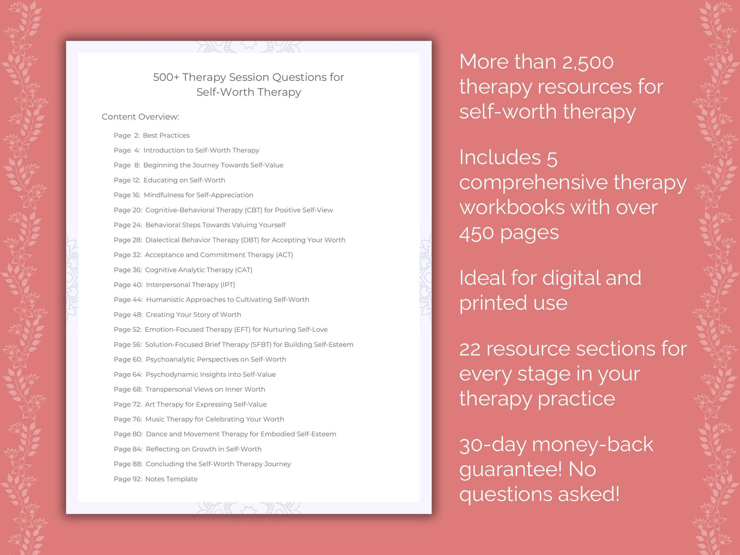 Self-Worth Therapy Counseling Templates