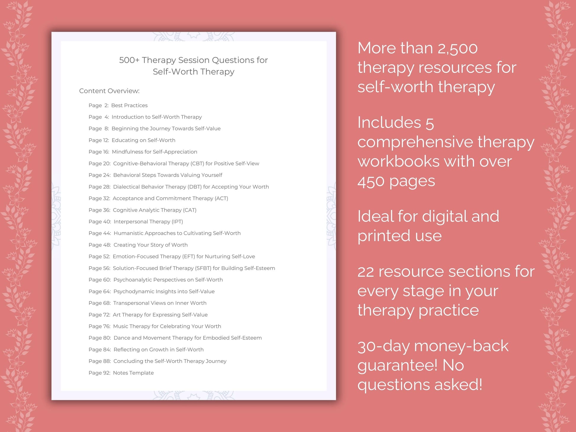 Self-Worth Therapy Counseling Templates