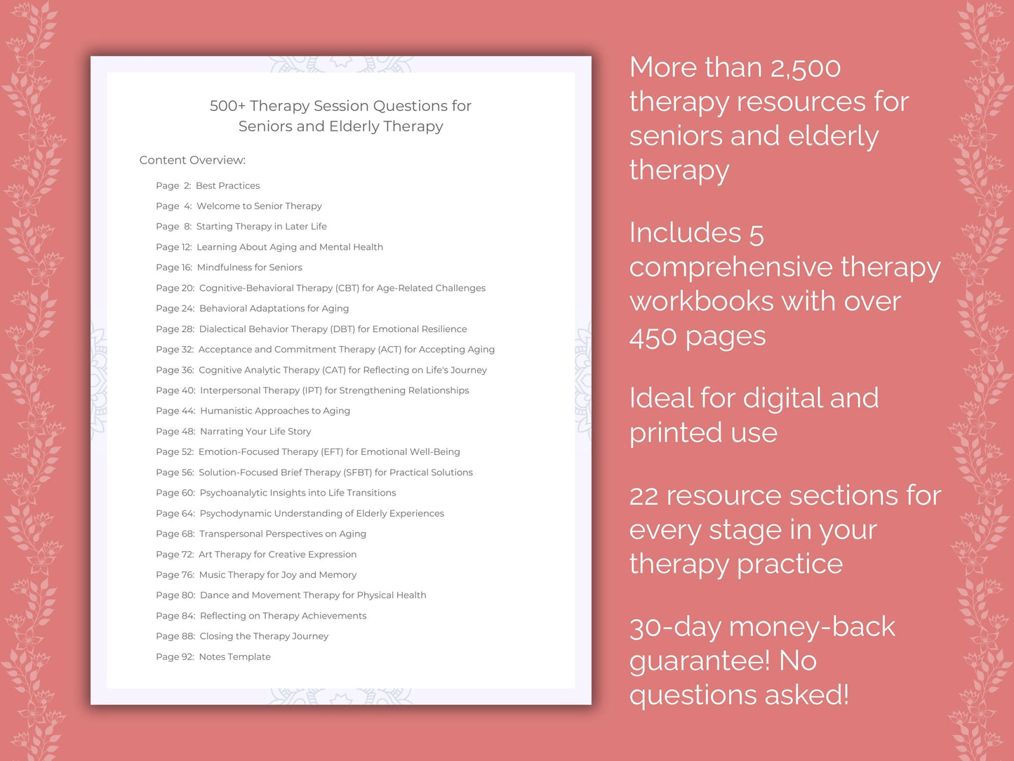 Seniors and Elderly Therapy Counseling Templates