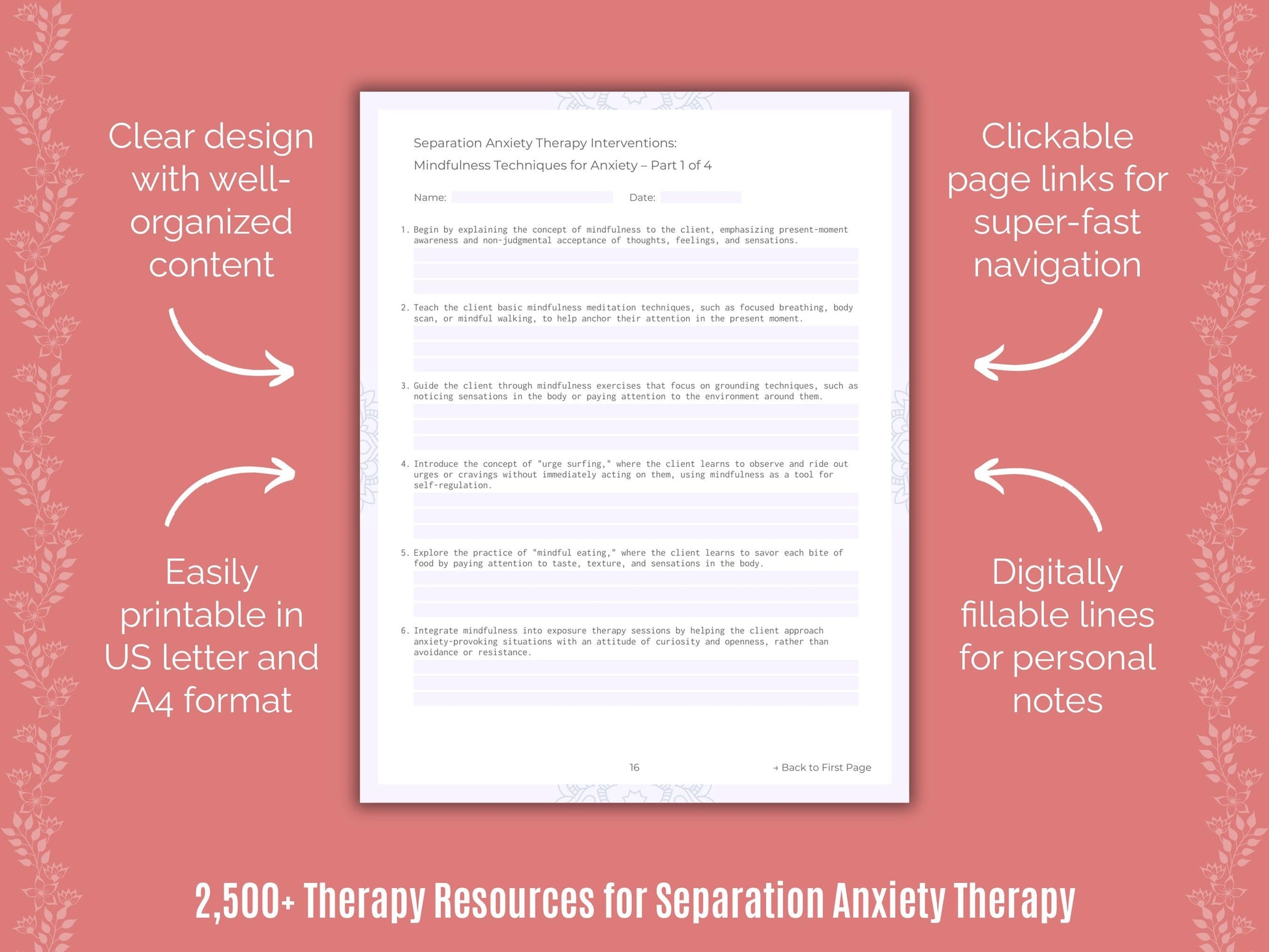 Separation Anxiety Therapy Counselor Cheat Sheets