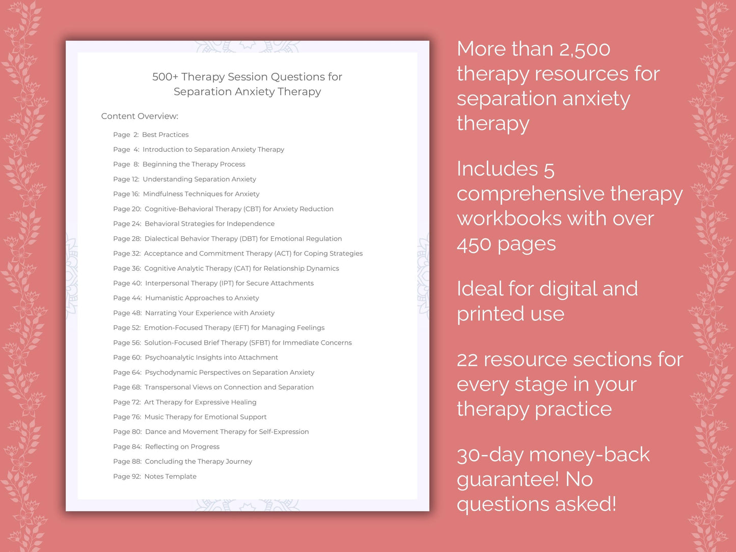 Separation Anxiety Therapy Counseling Templates