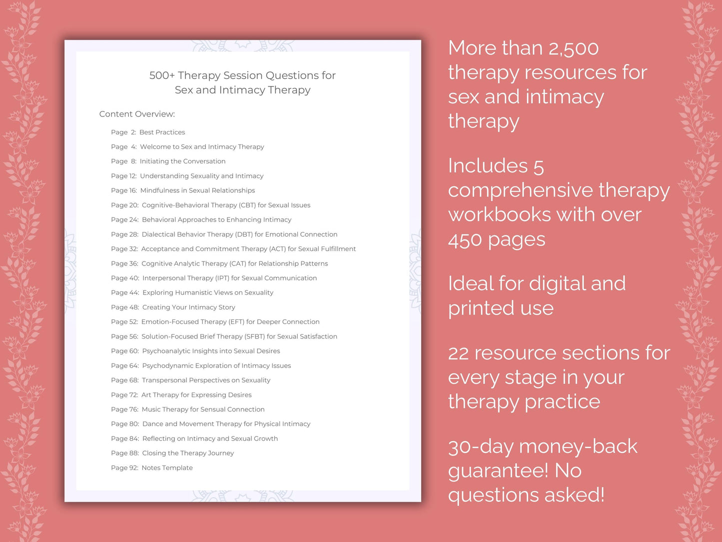 Sex and Intimacy Therapy Counseling Templates