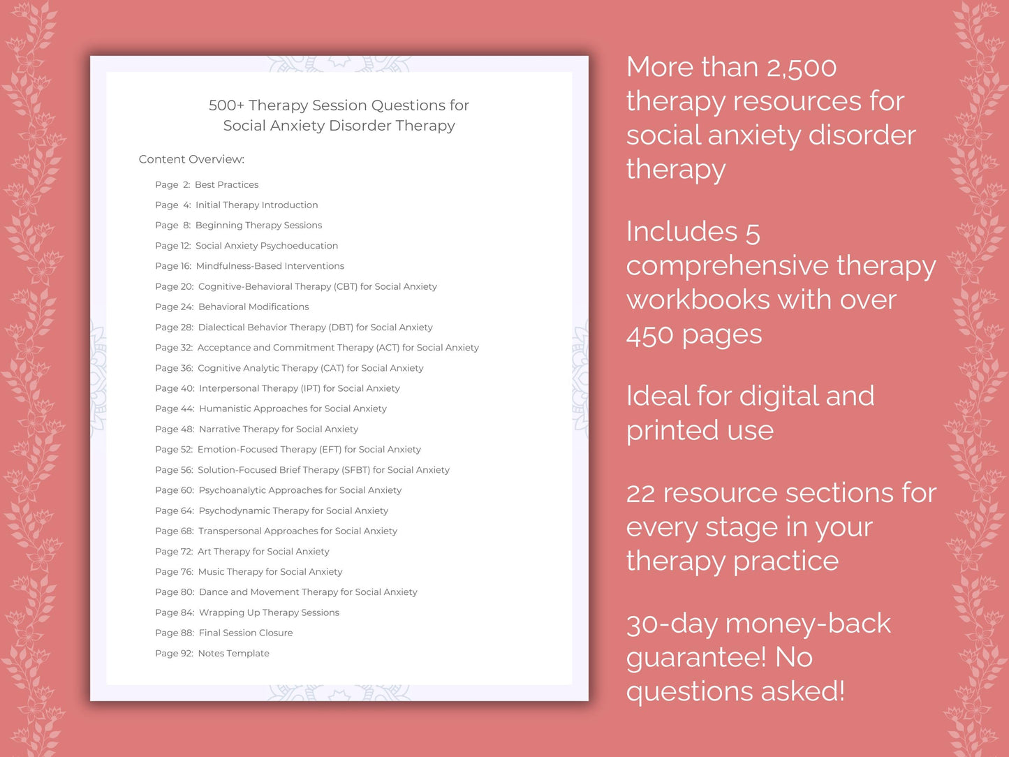 Social Anxiety Disorder Therapy Counseling Templates