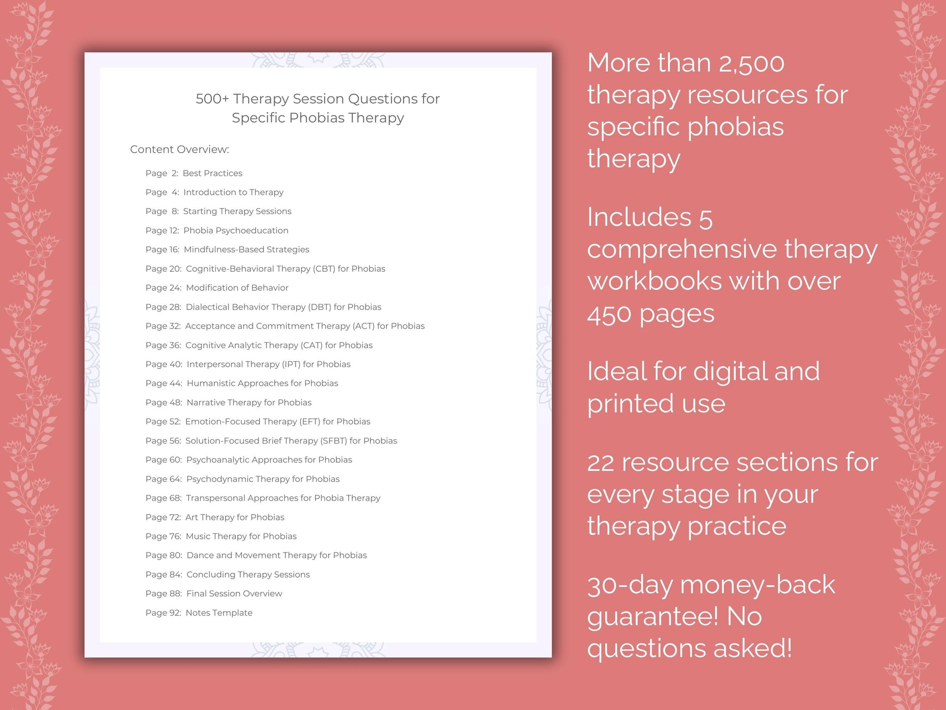 Specific Phobias Therapy Counseling Templates