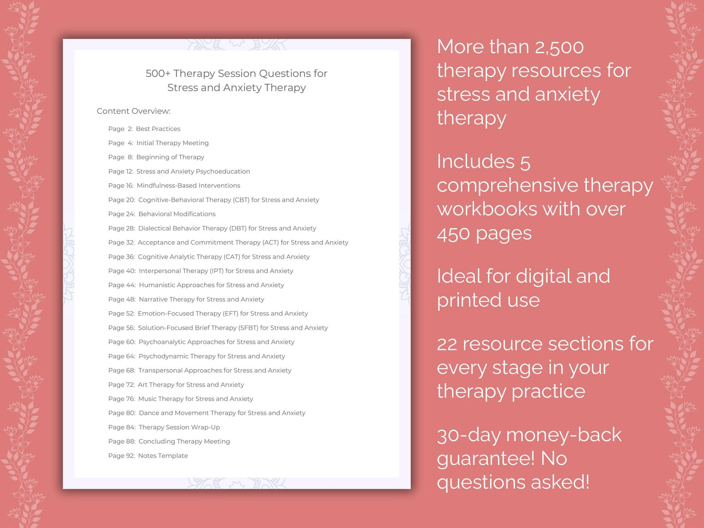 Stress and Anxiety Therapy Counseling Templates