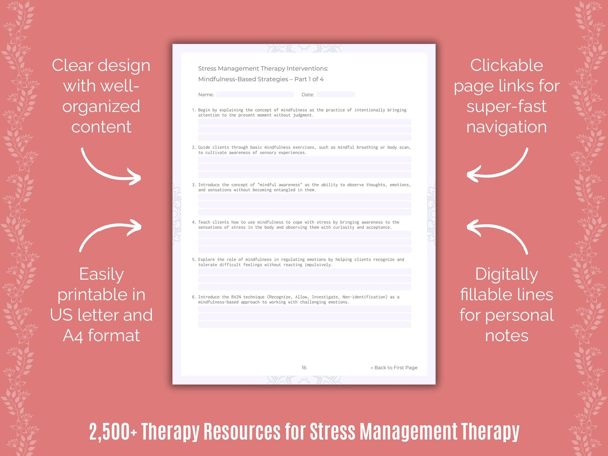 Stress Management Therapy Counselor Cheat Sheets