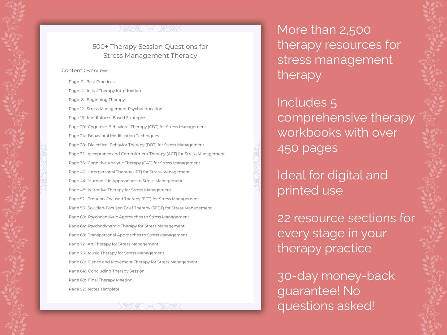 Stress Management Therapy Counseling Templates