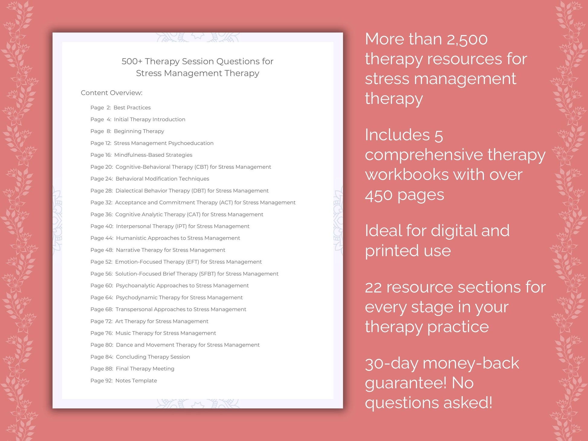 Stress Management Therapy Counseling Templates