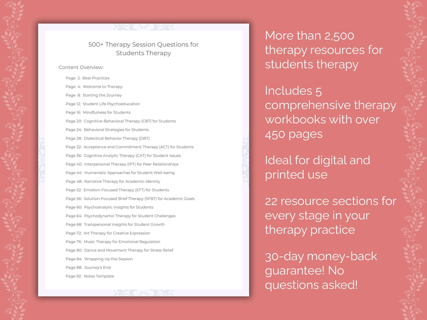 Students Therapy Counseling Templates