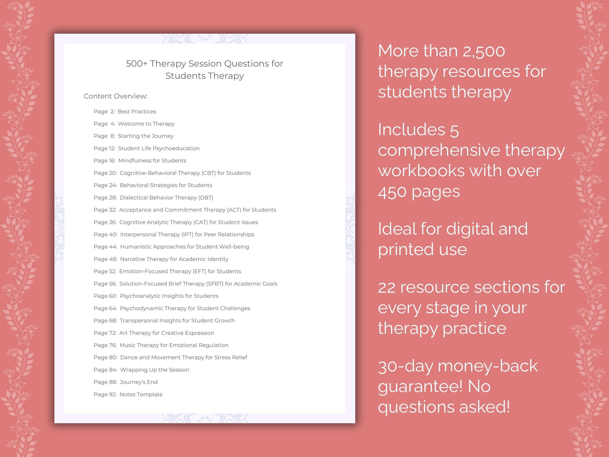 Students Therapy Counseling Templates