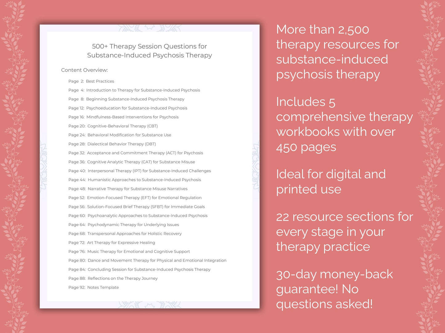 Substance-Induced Psychosis Therapy Counseling Templates