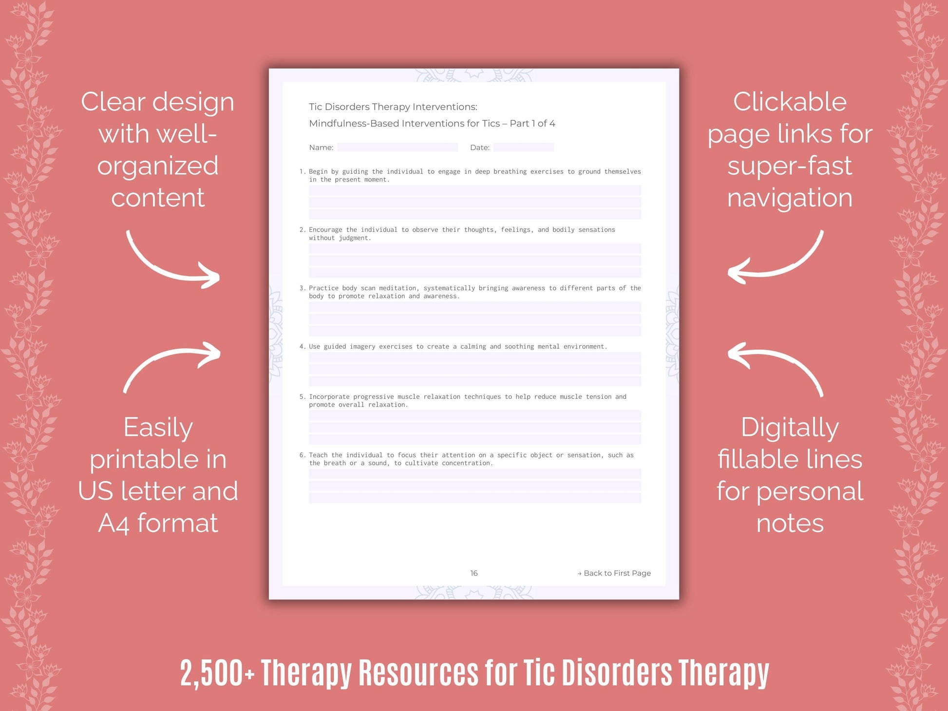 Tic Disorders Therapy Counselor Cheat Sheets