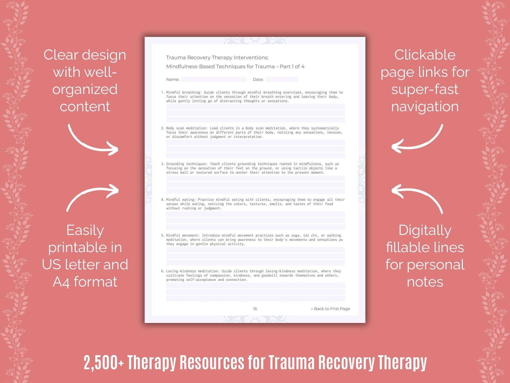 Trauma Recovery Therapy Counselor Cheat Sheets