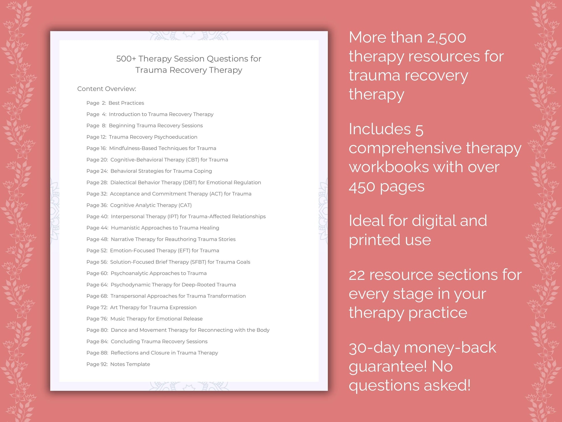 Trauma Recovery Therapy Counseling Templates