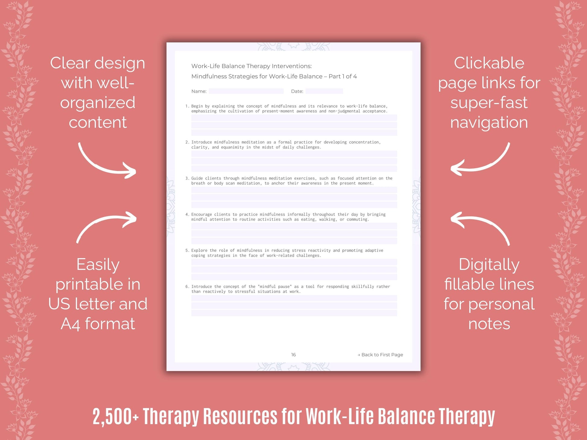 Work-Life Balance Therapy Counselor Cheat Sheets