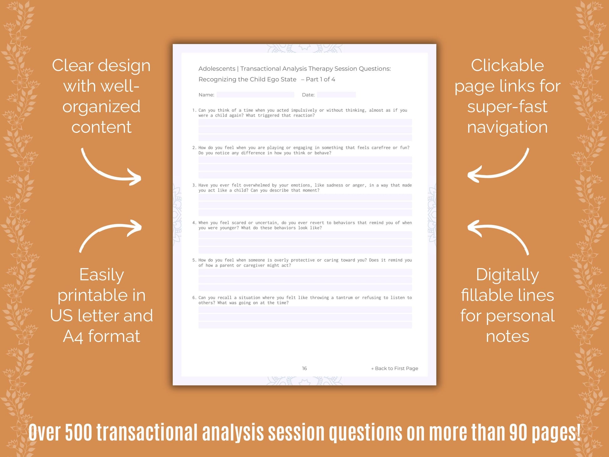 Adolescents Transactional Analysis Counseling Templates