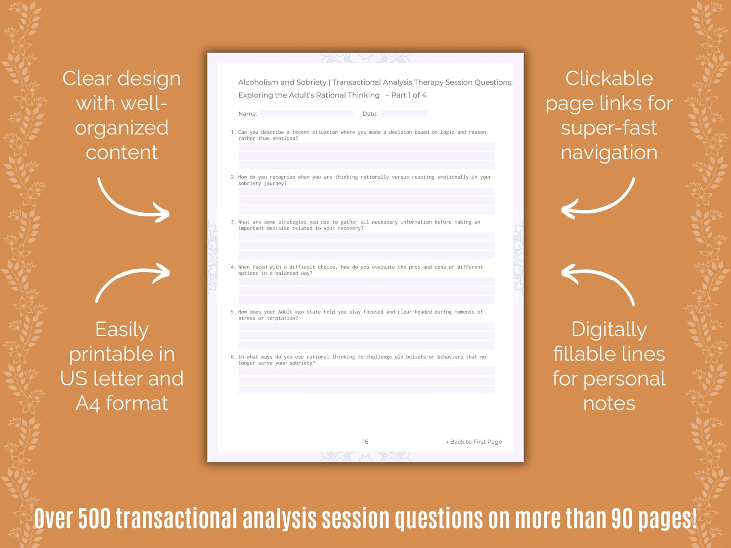 Alcoholism and Sobriety Transactional Analysis Counseling Templates