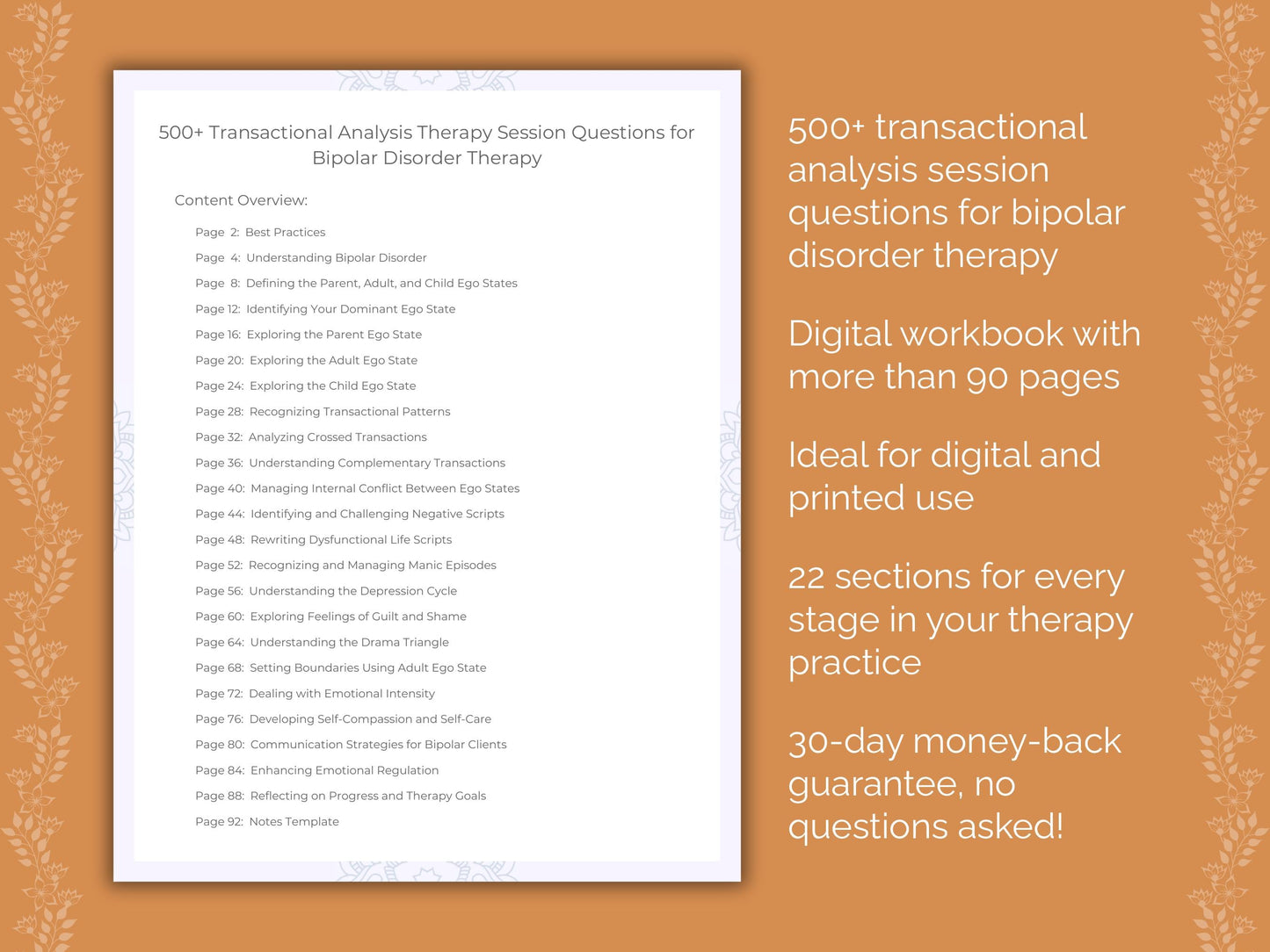 Bipolar Disorder Transactional Analysis Therapist Worksheets