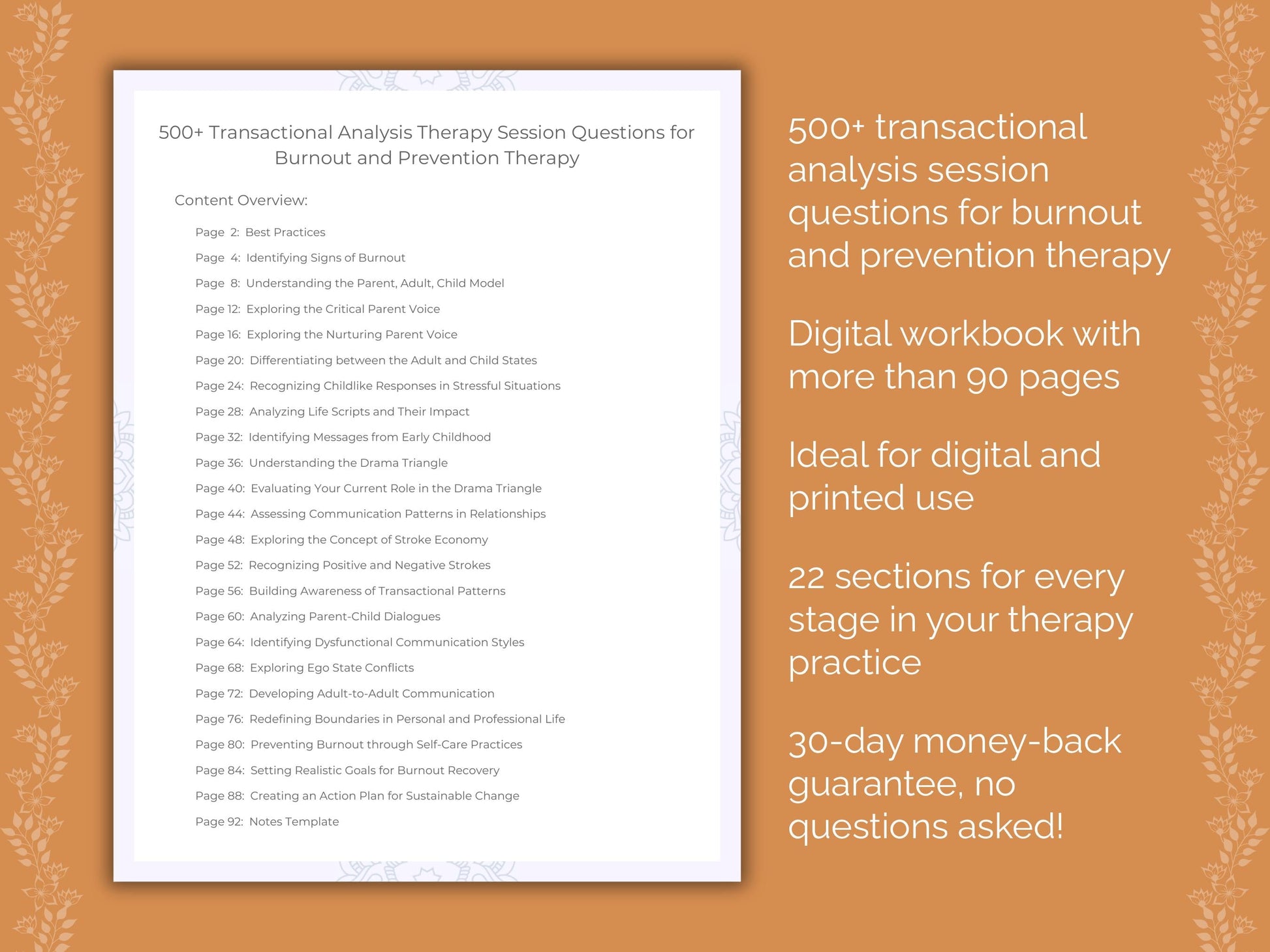 Burnout and Prevention Transactional Analysis Therapist Worksheets