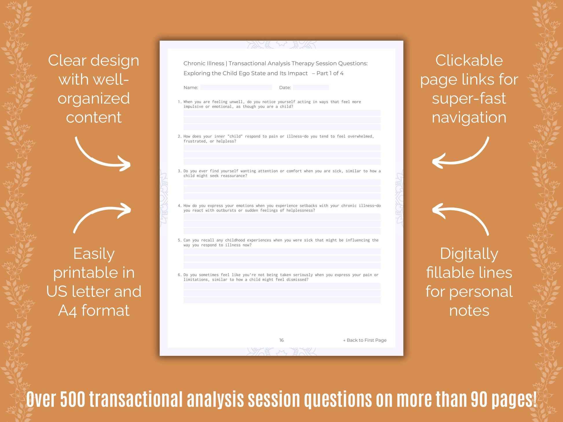 Chronic Illness Transactional Analysis Counseling Templates