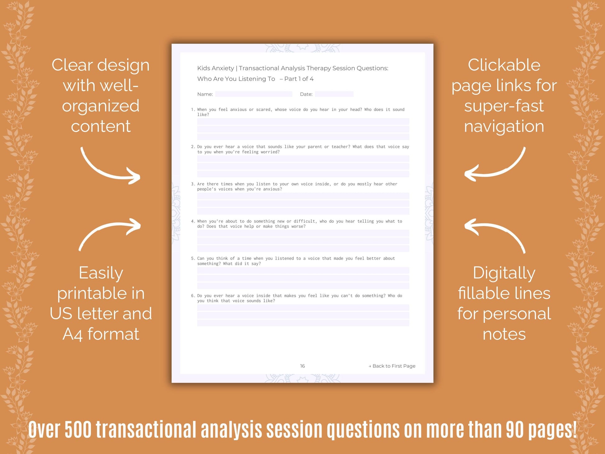 Kids Anxiety Transactional Analysis Counseling Templates