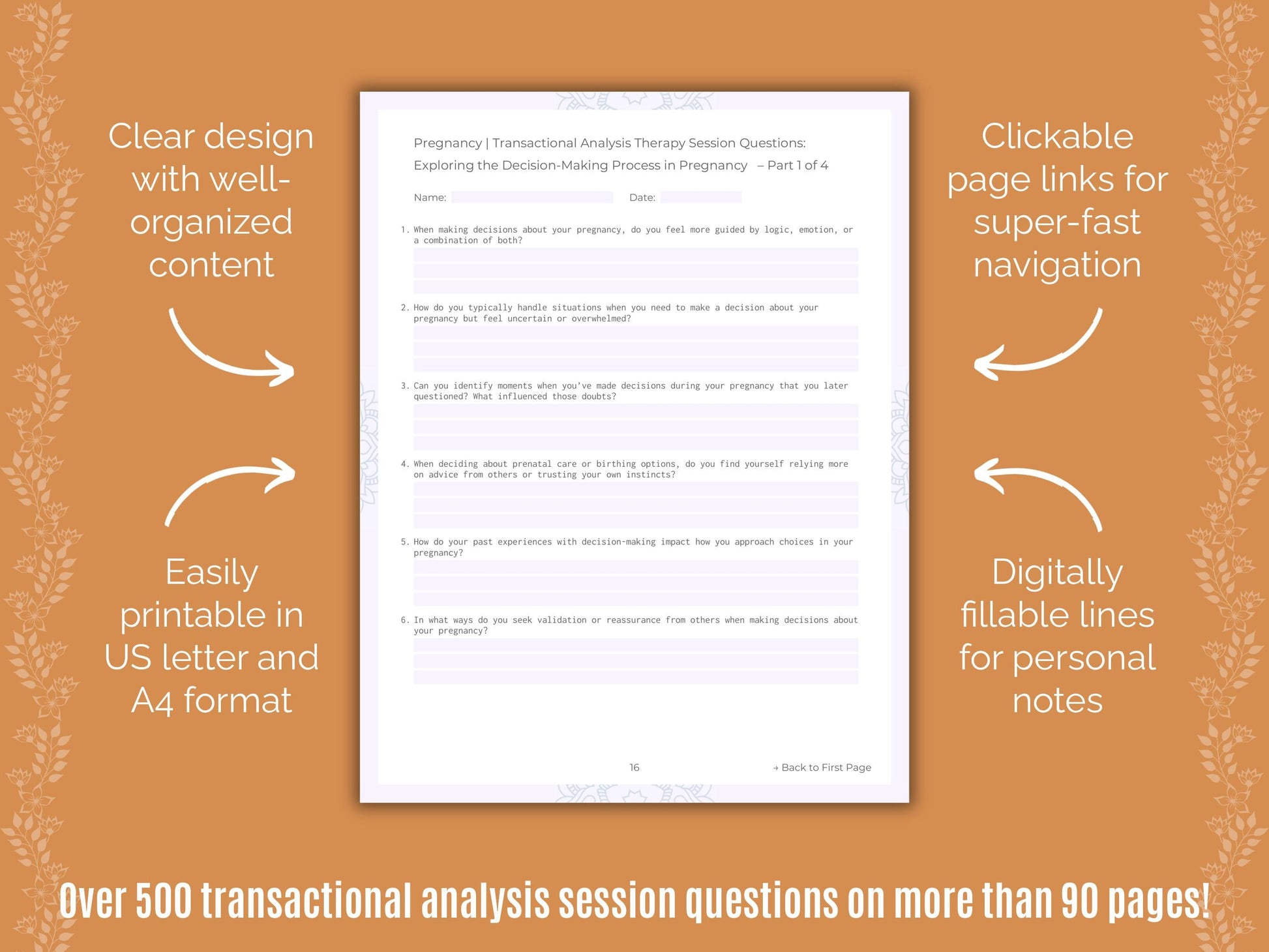 Pregnancy Transactional Analysis Counseling Templates