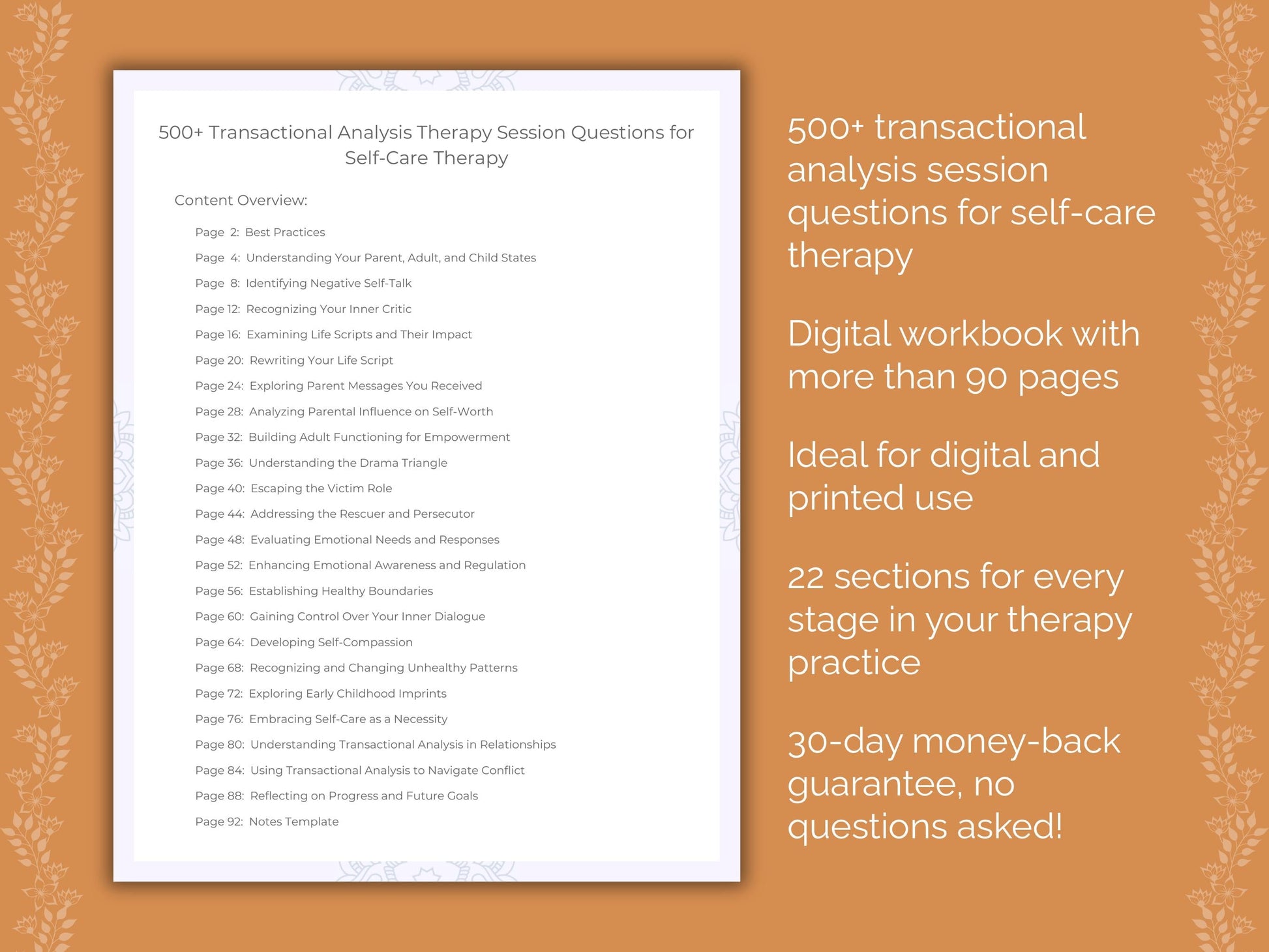 Self-Care Transactional Analysis Therapist Worksheets